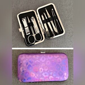 NEW On the Go Beauty Travel Manicure Set in Iridescent Purple Cheetah Print
